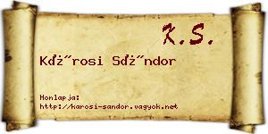 Károsi Sándor névjegykártya