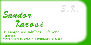 sandor karosi business card